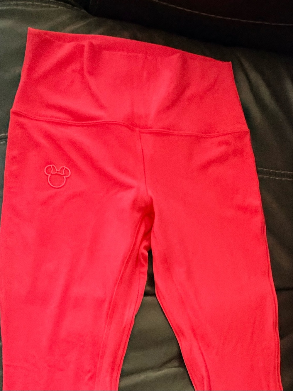 Disney Red Girls Leggings with Embroidered Mickey Detail - Picture 4 of 4